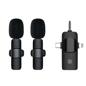 Pack de 2 Micro-cravates Sans Fil 3-en-1 Universel - Compatible iPhone, Android, PC & Caméra - Réduction de Bruit