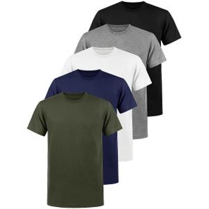 Pack De 5 T-shirt Classique Vert Bleu Blanc Gris Noir 