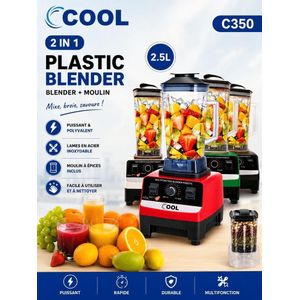 Cool Blender Multifonction en plastique 2 en 1 (Blender + Moulin à Grains) - 2,5L - C350
