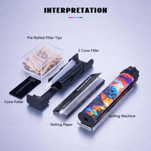 Raw Kit de Roulage Complet 5-en-1 - Machine à Rouler Design Skull, Remplisseur Double Cône, Feuilles King Size & Filtres - Pack Premium Interpretation