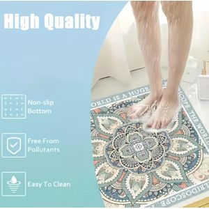 Tapis de bain antidérapant/Tapis de douche Loofah à texture douce, Tapis de sol pour salle de bains pour zones humides, Sans ventouses, Séchage rapide pour Douche/Baignoire/Cuisine/Buanderie，60*60cm