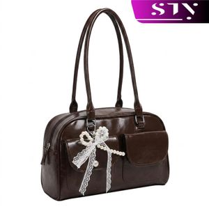STY Sacs à main pour femmes, sac sous le bras en cuir synthétique PU, sacs marron, sac Boston