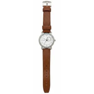 Montre Élégance Classique – Bracelet Cuir Cognac & Cadran Argenté