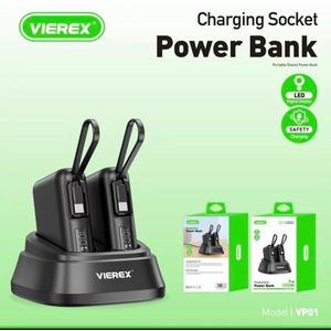 Station de Charge & Pack de 2 Power Banks VIEREX VP01 - Charge Rapide 22.5W, Écran Numérique LED, Câbles Intégrés & Lanières de Transport