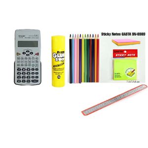 TC2i Pack scolaire - calculatrice -baton de colle -crayon de couleur GM -stick note-régle 30 cm