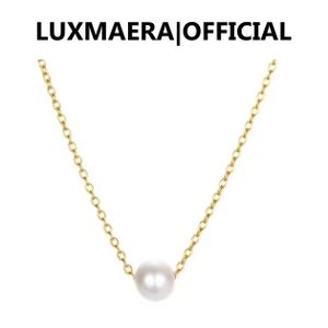 Luxmaera Collier Femme Pendentif Perle Minimaliste, Chaîne Dorée Fine