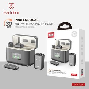 Earldom Microphone sans fil 3-en-1  MC14 2,4 GHz (cravate) – Autonomie de 30 h, réduction de bruit professionnelle