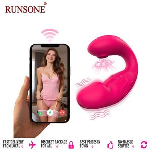 RUNSONE Nouveau Vibromasseur Aspirant APP Portable, Sexe Toy Cadeau pour Femme ou Petite Amie