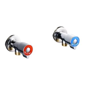 2PCS Hot & Cold Water Angle Valve Set with Red & Blue Handle, Alloy Body with Brass Core, Universal for Bathroom & Water Heater