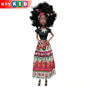 STY 30cm poupée africaine articulée Posable jouet poupée avec jupe ethnique traditionnelle