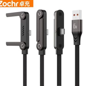 Câble de Charge Rapide 65W USB vers Type-C Zochr - Support Téléphone Pliable Intégré, Câble Tressé Renforcé pour Smartphone & Tablette - Noir