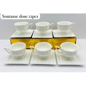 ensemble 6 tasses et sous tasses- petit déjeuner dose