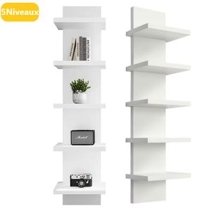 Étagère De Rangement Murale à 5 Niveaux, Étagère De Rangement  Décorative,Étagère murale/colonne - Blanc
