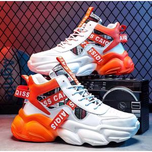 Baskets montantes décontractées pour Homme - Orange - Blanc