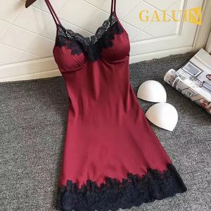 GALUIN Pyjama en dentelle pour femme, robe nuisette à col en V, vêtements d'intérieur