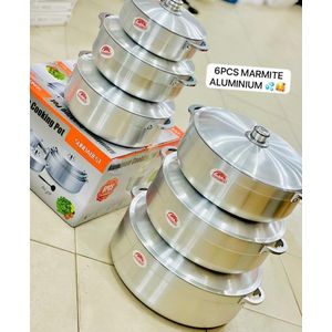 Ensemble 6 marmites aluminium