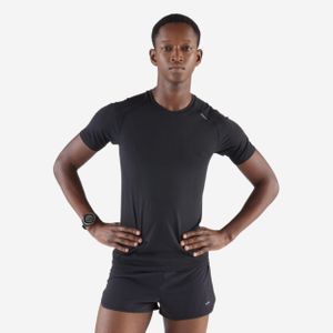 Kiprun T-SHIRT DE RUNNING 500 CONFORT SLIM SANS COUTURES NOIR FUMÉ