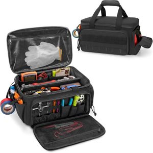 Sac à outils en tissu résistant à l'usure : doté d'une base anti-rayures et d'un design spacieux - Un indispensable de rangement polyvalent pour électriciens et techniciens de réparation (Noir)