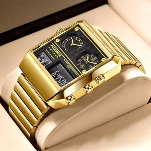 Lige Montre - Chronographe à 3 Affichages - en chaine inoxydable