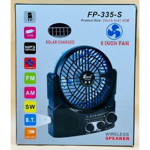 Fepe Ventilo + Haut parleur sans fil + Support USB + panneau solaire
