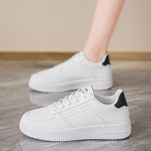 GLARPEBIE Chaussures de sport et de loisirs en PU à la mode pour femmes Baskets Pour Femme- Blanc