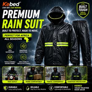 Ensemble imperméable et pantalon de pluie deux pièces en tissu Oxford réfléchissant, coupe-vent et imperméable, unisexe, épais et durable (noir).