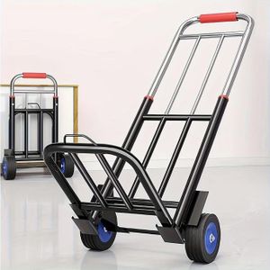 Chariot pliant robuste d'une capacité de 60 kg, avec structure réglable, cadre en métal, roues pivotantes à 360° et poignées en mousse. Idéal pour le linge, les appareils électroménagers et les déménagements.