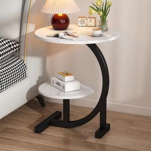 GALUIN Table basse compacte sur roulettes avec étagère de rangement, idéale pour un coin salon, au centre ou à côté d'un canapé. Style moderne et créatif.