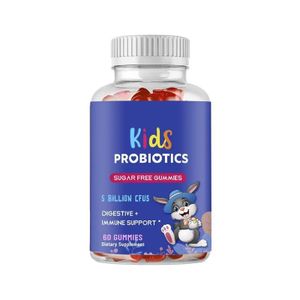 Gummies Probiotiques pour Enfants - 5 Milliards de CFU - Soutien Digestif et Immunitaire - Sans Sucre, Sans OGM - 60 Gummies Fraise