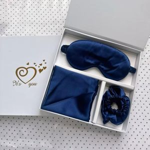 SOIES Ensemble Satin Luxe de sommeil, 01 taie d'oreiller en satin, 01 masque pour les yeux en soie satinée, 01 chouchou