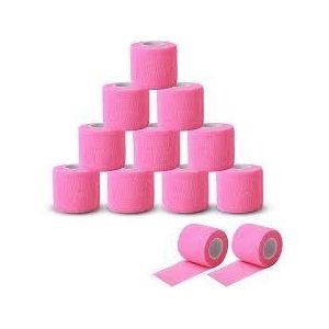 Bande Cohésive Élastique 2,5cm x 4,5m – Auto-adhésive, Souple & Réutilisable –rose  – 1 Paire