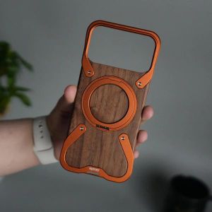 Apple coque en bois et aluminium pour iphone 17 pro avec support 