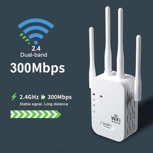 Répéteur WiFi Puissant 300 Mbps - 4 Antennes Longue Portée - Amplificateur de Signal Mural Haute Vitesse