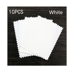 ShebSheb Lot de 10 chiffons de nettoyage pour bijoux de qualité supérieure, chiffons de polissage pour argent emballés individuellement, pour argent sterling, or, laiton, argenterie, pièces, bagues, montres et plus (blanc, 6 x 8 cm)
