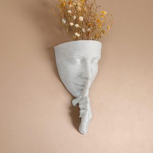 Pot de fleurs amusant en forme de visage, décoration intérieure et extérieure, idéal pour les fleurs séchées, vase mural