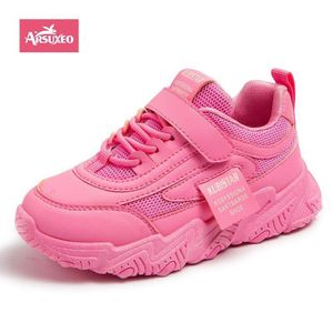 Arsuxeo Chaussures de sport pour enfants, chaussures de course décontractées pour filles, baskets respirantes en mesh - Rose