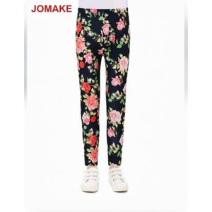 JOMAKE 2-9Y Leggings pour enfants, respirant, base noire avec grand motif floral