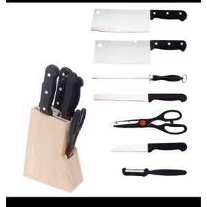 Ensemble 7 pieces de couteaux inoxydables avec support 