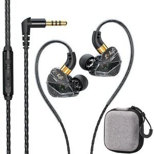 GtyGo Écouteurs intra-auriculaires Hi-Fi stéréo à double haut-parleur dynamique, filaires, avec pochette de rangement