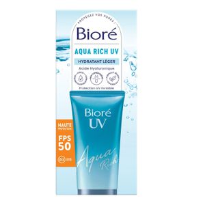 Biore UV Aqua Rich SPF 50+ – Crème Solaire Hydratante Légère à l’Acide Hyaluronique – 50 g