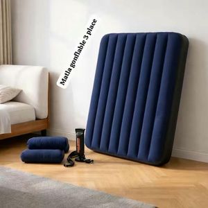 matelas gonflable bleu de 3 places