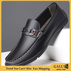 GALUIN Mocassins en cuir antidérapants pour hommes - Noir