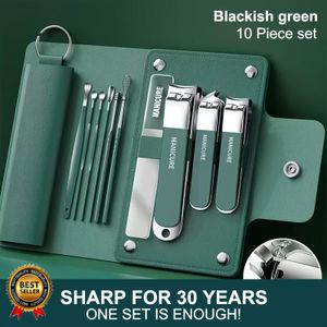 Kit d'outils de soin manucure pédicure 10 pièces - Vert
