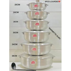Ensemble Marmite Aluminium 6 Pièces + 1 spatule
