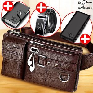 Bekia 4en1 Sac de poitrine pour hommes, sac de taille, petit sac portable avec 1 porte-cartes, 1 portefeuille et 1 ceinture inclus