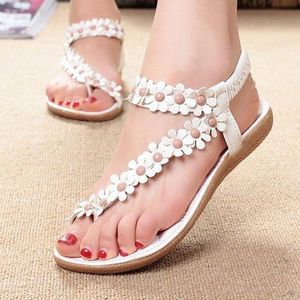 SHJO Sandales Femme Chic Cuir Synthétique Perle Élégante Été Plage Mode Chaussures Blanc