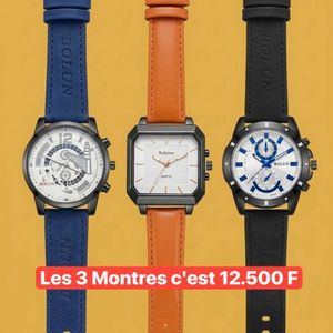 3 Montres BLEUE MARRON NOIRE