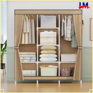 LM-Hot-Selling Armoire en tissu simple à trois rangées - Café