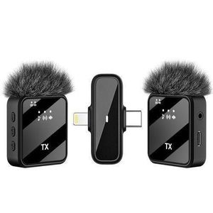 Microphone Lavalier Sans Fil F15-2 (Double) – Réduction de Bruit DSP, Récepteur 3-en-1 USB-C & Lightning, Plug & Play pour iPhone, Android et Caméra – Idéal Vlog & Interview
