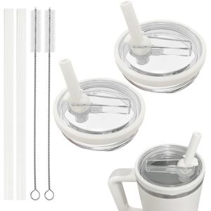 Lot de 2 couvercles de rechange avec paille rabattable pour gobelet Stanley Quencher (40 oz) – Couvercles étanches et résistants aux éclaboussures, réutilisables